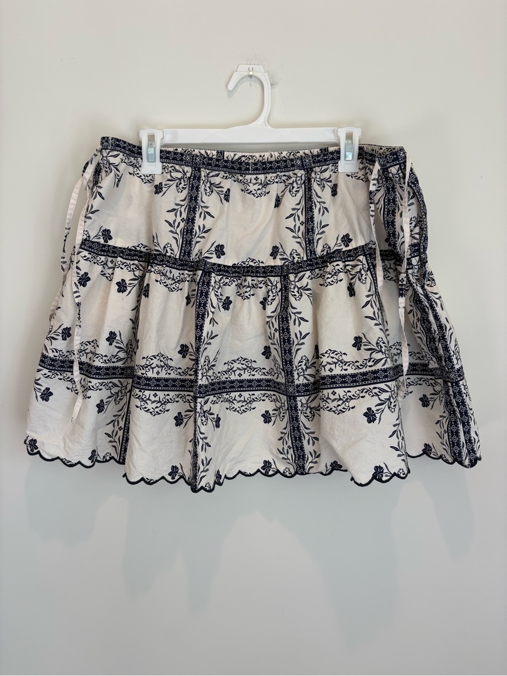 a new day White and Navy Embroidered Tiered Skirt